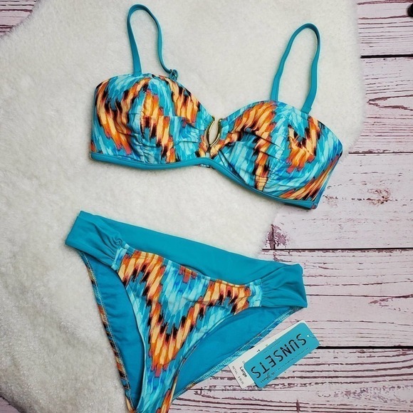 Sunsets Separates Tidal Wave Shirred Bikini Sz L - Picture 13 of 13